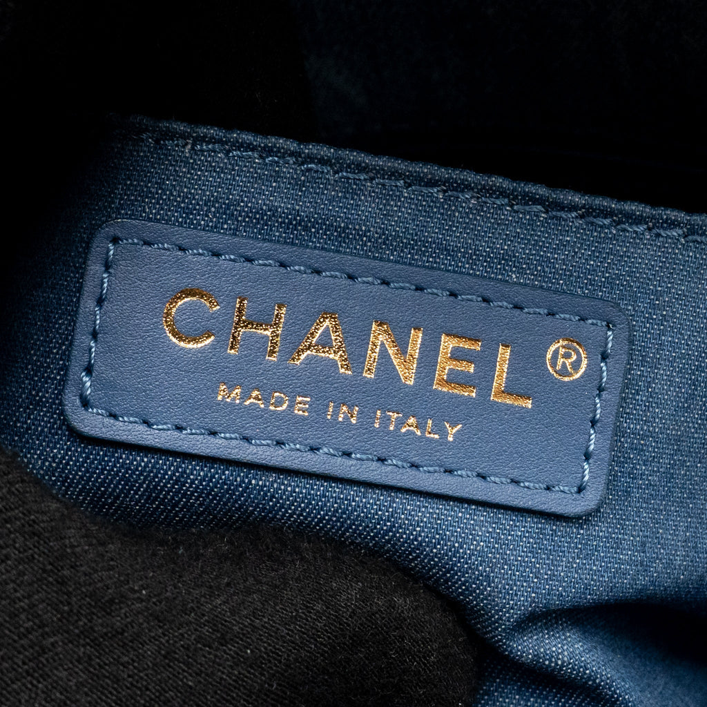 Chanel pearl crush mini square flap bag denim light blue GHW (microchip)