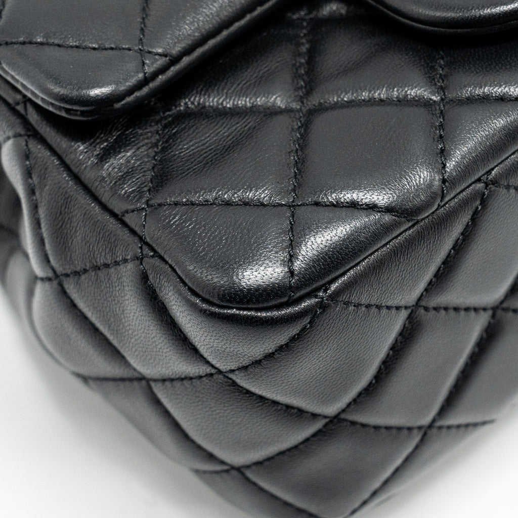CHANEL PEARL CRUSH MINI SQUARE FLAP BAG LAMBSKIN BLACK GHW (MICROCHIP)