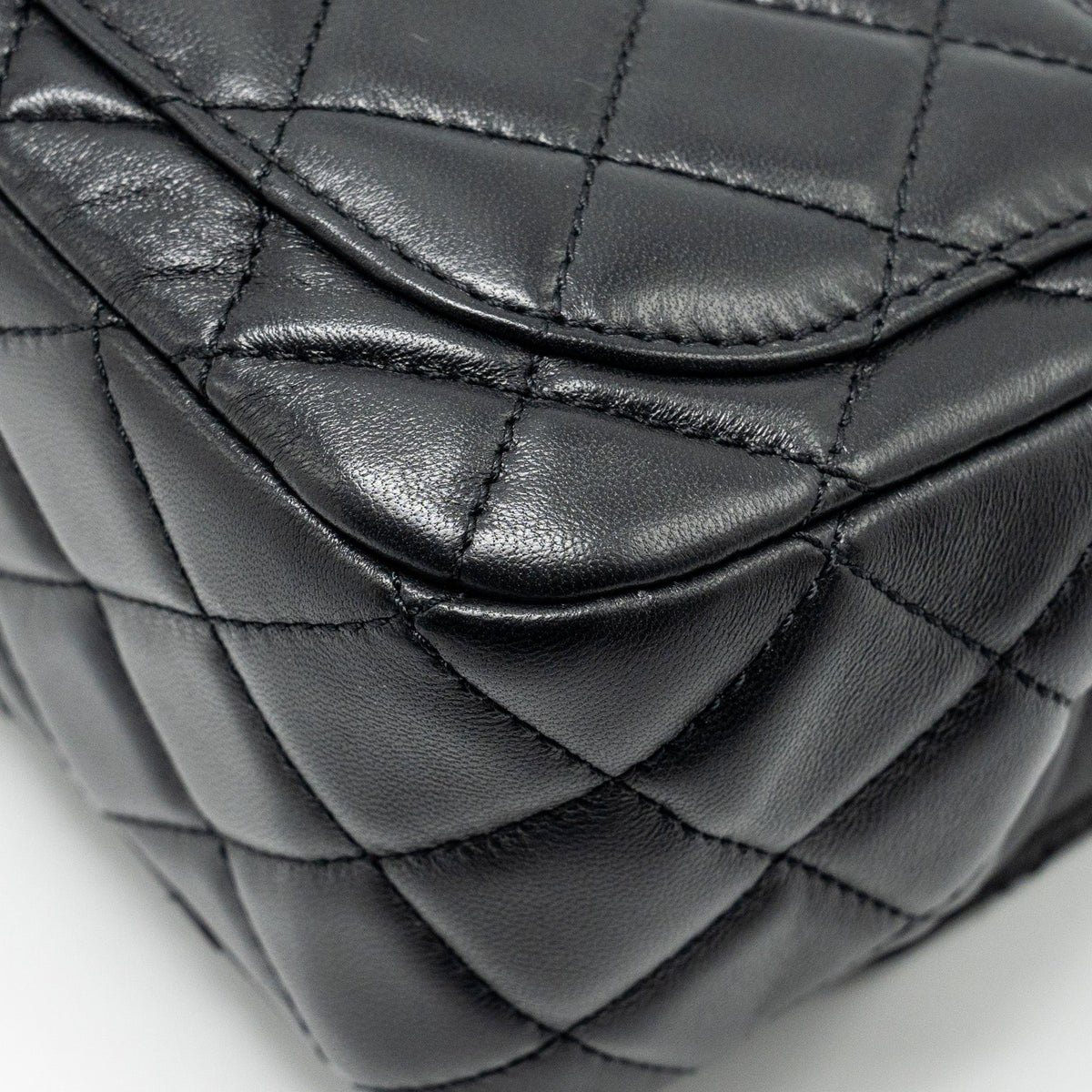 CHANEL PEARL CRUSH MINI SQUARE FLAP BAG LAMBSKIN BLACK GHW (MICROCHIP)