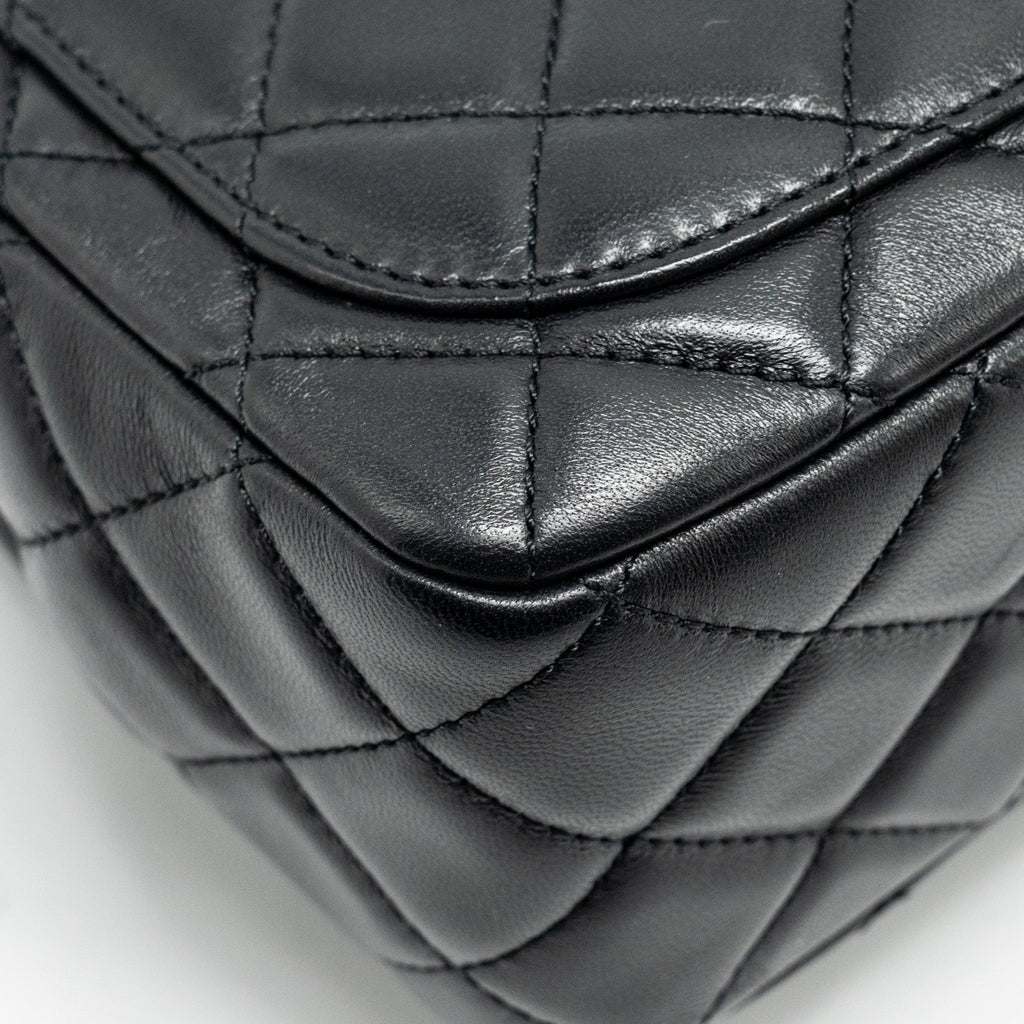 CHANEL PEARL CRUSH MINI SQUARE FLAP BAG LAMBSKIN BLACK GHW (MICROCHIP)