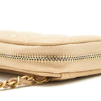 CHANEL 22C PEARL CRUSH CARD HOLDER WITH CHAIN BEIGE GHW