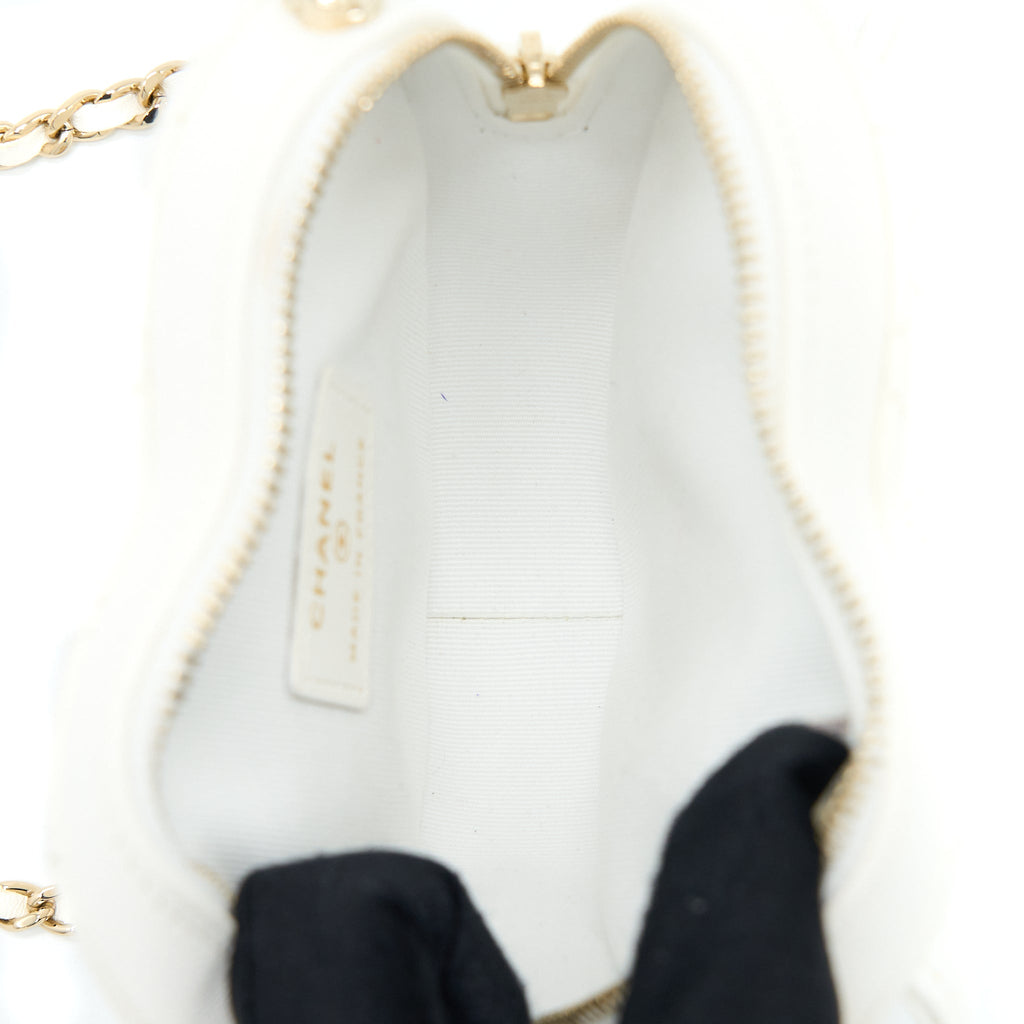 CHANEL SMALL HEART BAG LAMBSKIN WHITE LGHW