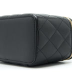 CHANEL 21K TOP HANDLE RECTANGULAR VANITY WITH CHAIN BLACK LGHW