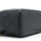 CHANEL TOP HANDLE LONG VANITY WITH CHAIN LAMBSKIN BLACK LGHW