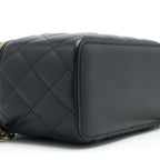 CHANEL 21K TOP HANDLE RECTANGULAR VANITY WITH CHAIN BLACK LGHW