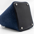 Hermes Picotin 18 Felt Lock Bag Blue Nuit / Caban SHW with Birdy Charm (Sell In A Set)