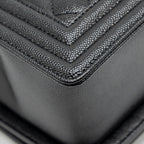 CHANEL MEDIUM BOY BAG CAVIAR BLACK GHW (MICROCHIP)