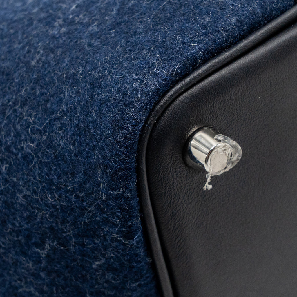 Hermes Picotin 18 Felt Lock Bag Blue Nuit / Caban SHW with Birdy Charm (Sell In A Set)