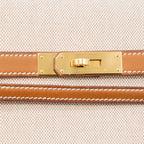 HERMES POCHETTE KELLY DEPECHES 25 CANVAS AND BARENIA, ECRU/ BEIGE / FAUVE GHW