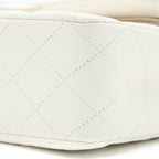 CHANEL MEDIUM CLASSIC DOUBLE FLAP BAG CAVIAR WHITE SHW (MICROCHIP)