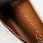 HERMES POCHETTE KELLY DEPECHES 25 CANVAS AND BARENIA, ECRU/ BEIGE / FAUVE GHW