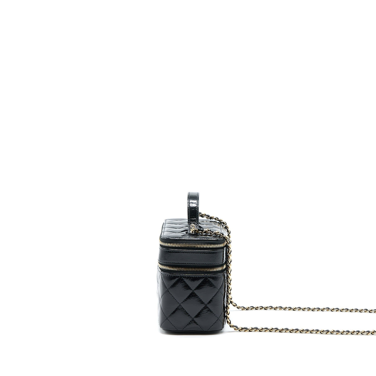 CHANEL VANITY CASE GLAZED LAMBSKIN BLACK LGHW