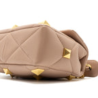 VALENTINO MEDIUM ROMAN STUD SHOULDER BAG NAPPA POUDRE GHW