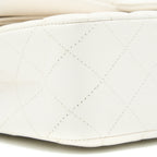 CHANEL MEDIUM CLASSIC DOUBLE FLAP BAG CAVIAR WHITE SHW (MICROCHIP)