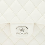 CHANEL MEDIUM CLASSIC DOUBLE FLAP BAG CAVIAR WHITE SHW (MICROCHIP)