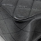 CHANEL MEDIUM CLASSIC DOUBLE FLAP BAG CAVIAR BLACK SHW