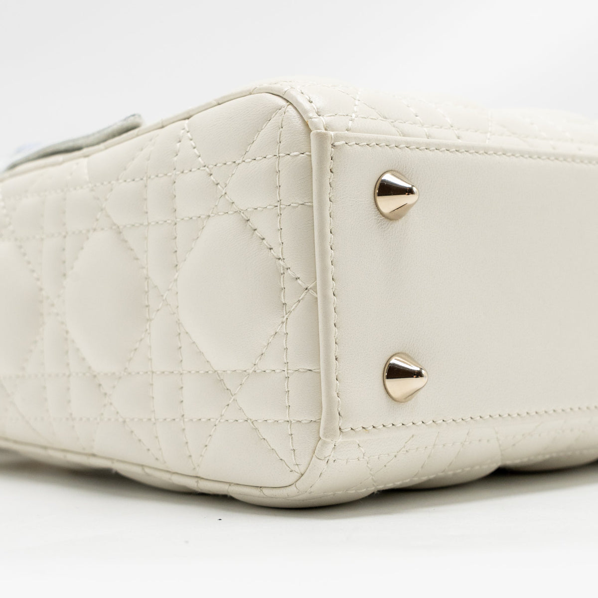 DIOR SMALL LADY DIOR MY ABCDIOR BAG CANNAGE LAMBSKIN WHITE LGHW