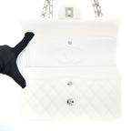 CHANEL MEDIUM CLASSIC DOUBLE FLAP BAG CAVIAR WHITE SHW (MICROCHIP)