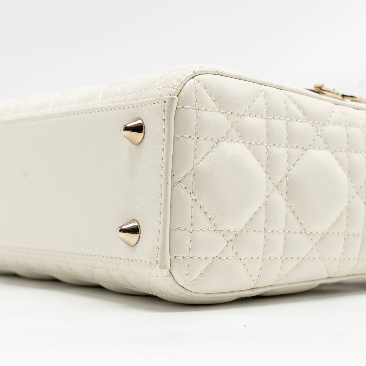 DIOR SMALL LADY DIOR MY ABCDIOR BAG CANNAGE LAMBSKIN WHITE LGHW