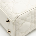 DIOR SMALL LADY DIOR MY ABCDIOR BAG CANNAGE LAMBSKIN WHITE LGHW