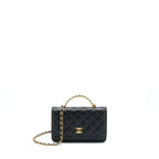 CHANEL TOP HANDLE WALLET ON CHAIN CAVIAR BLACK GHW (MICROCHIP)