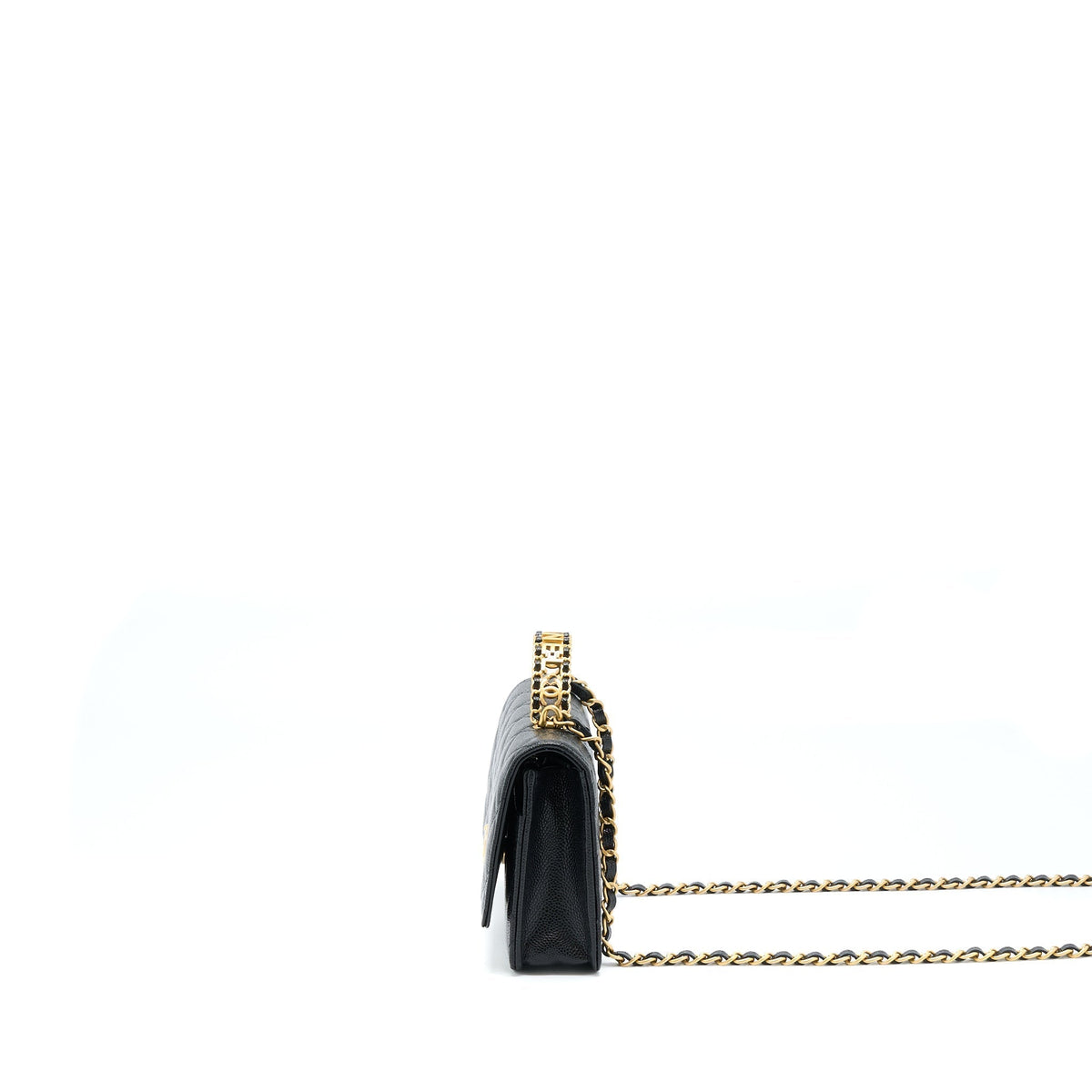 CHANEL TOP HANDLE WALLET ON CHAIN CAVIAR BLACK GHW (MICROCHIP)