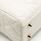 DIOR SMALL LADY DIOR MY ABCDIOR BAG CANNAGE LAMBSKIN WHITE LGHW