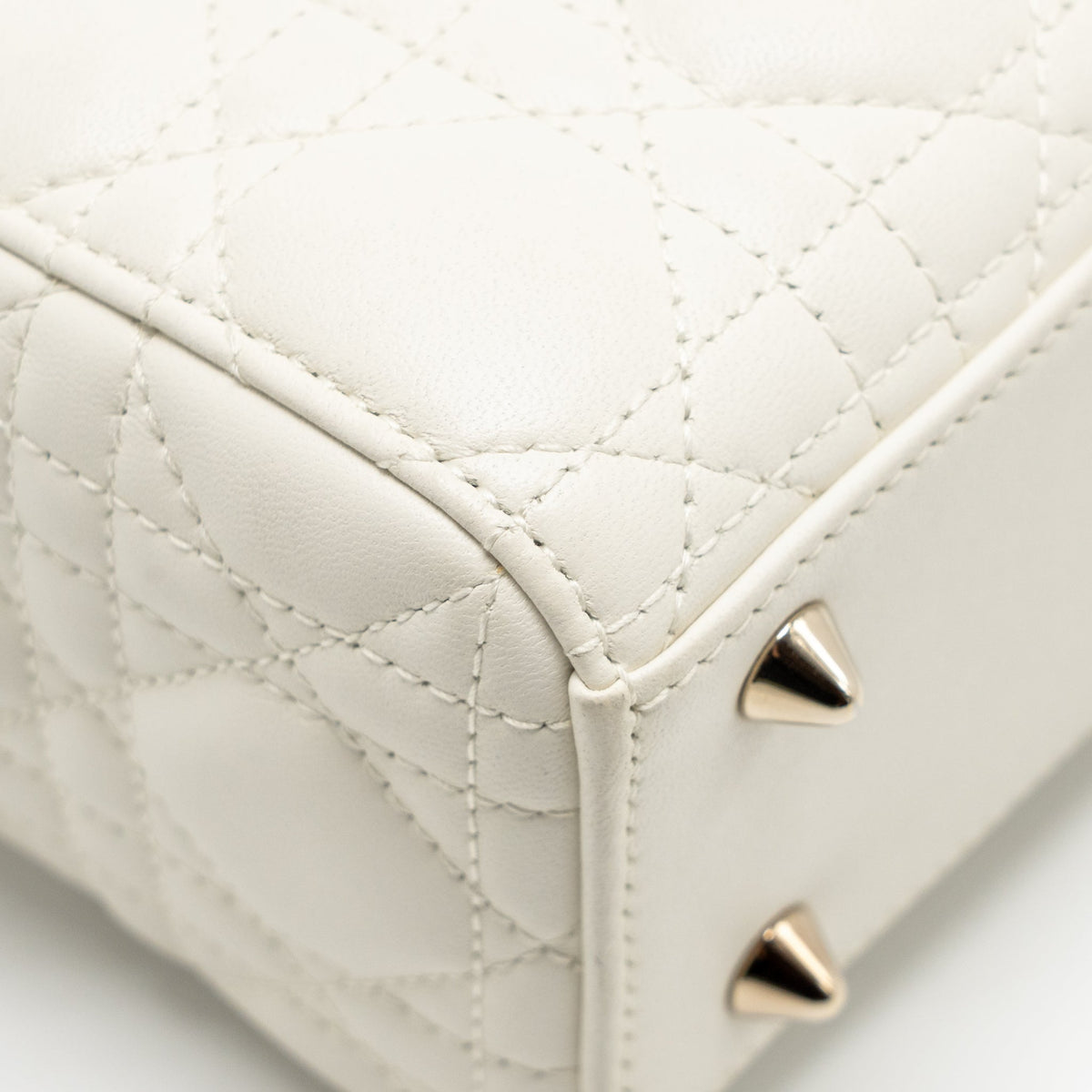 DIOR SMALL LADY DIOR MY ABCDIOR BAG CANNAGE LAMBSKIN WHITE LGHW