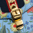 Gucci Sylvie shoulder bag vibrant floral print leather blue/multicoloured GHW