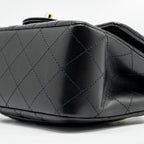 CHANEL MINI SQUARE FLAP BAG LAMBSKIN BLACK LGHW (MICROCHIP)