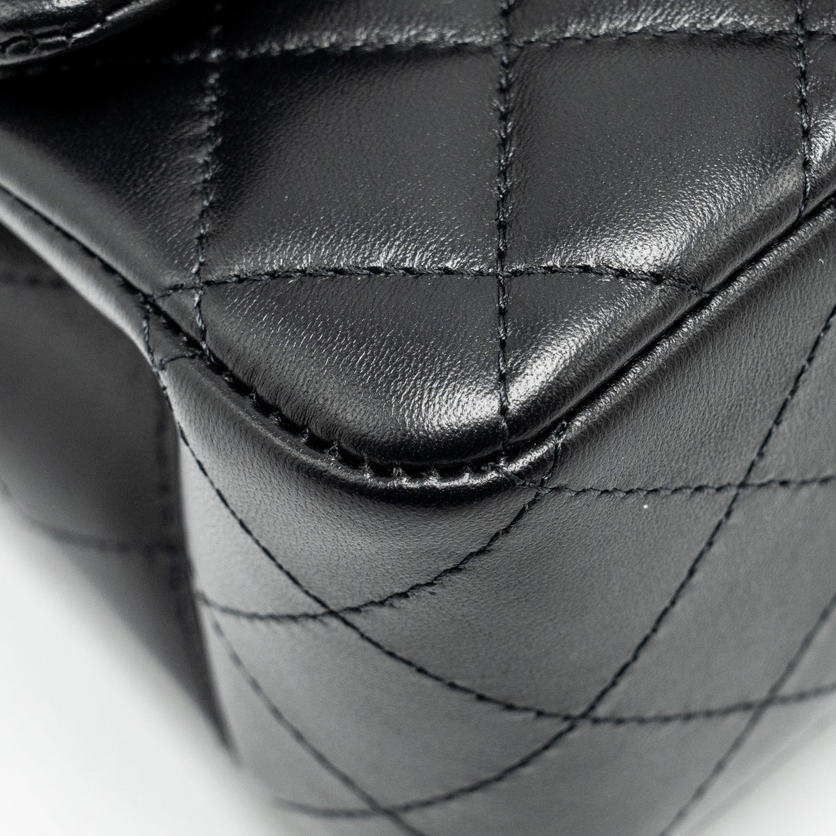CHANEL MINI SQUARE FLAP BAG LAMBSKIN BLACK LGHW (MICROCHIP)