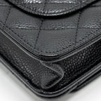 CHANEL CLASSIC WALLET ON CHAIN CAVIAR BLACK GHW (MICROCHIP)
