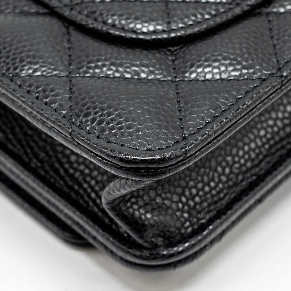 CHANEL CLASSIC WALLET ON CHAIN CAVIAR BLACK GHW (MICROCHIP)
