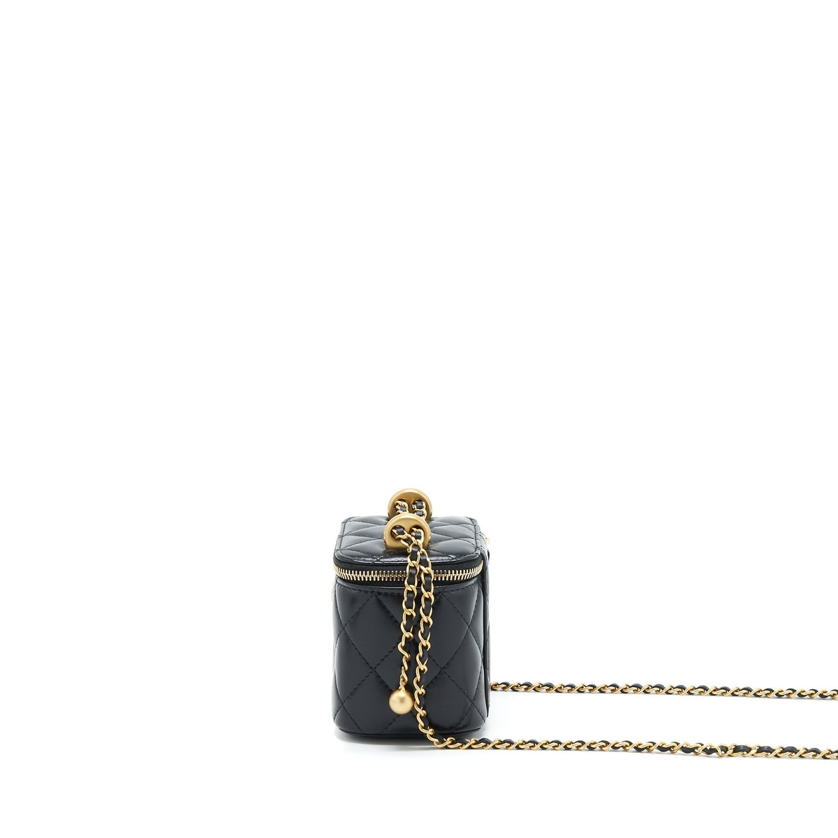 CHANEL 21A GOLD CRUSH MINI VANITY CASE CALFSKIN BLACK GHW
