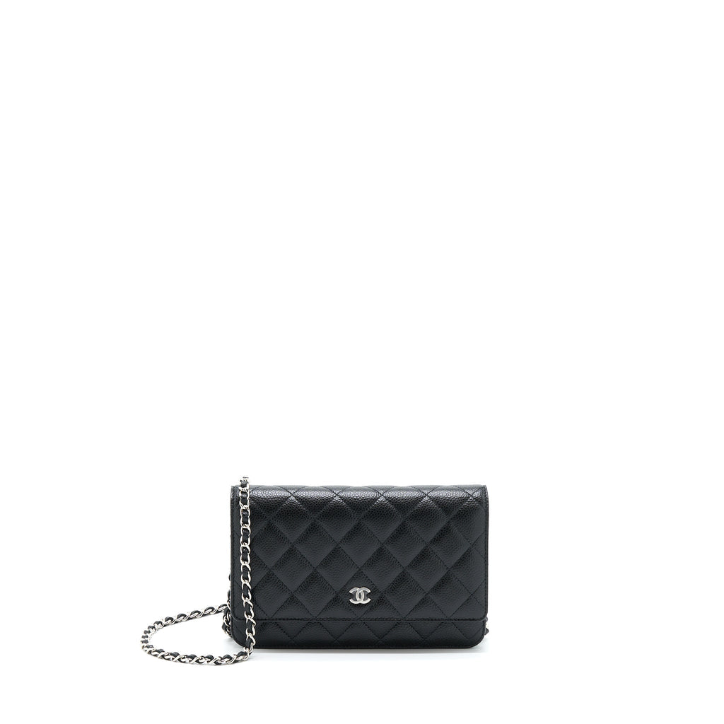 CHANEL CLASSIC WALLET ON CHAIN CAVIAR BLACK SHW (MICROCHIP)