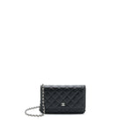 CHANEL CLASSIC WALLET ON CHAIN CAVIAR BLACK SHW (MICROCHIP)