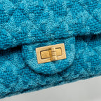 Chanel 19K Small 2.55 Reissue Flap Bag Tweed Turquoise GHW
