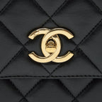 CHANEL SMALL TRENDY CC FLAP BAG WITH TOP HANDLE LAMBSKIN BLACK LGHW