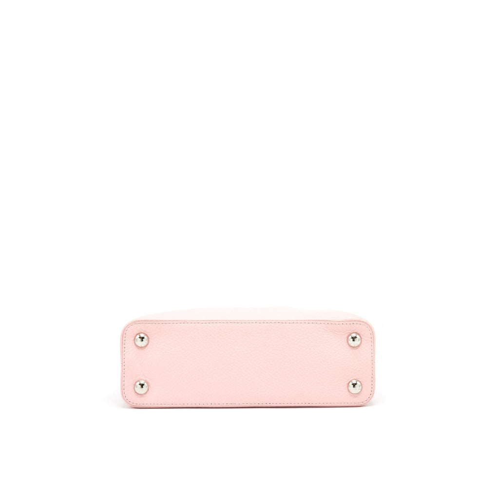 LOUIS VUITTON CAPUCINES BB IN PINK WITH RED FLORAL PATTERN