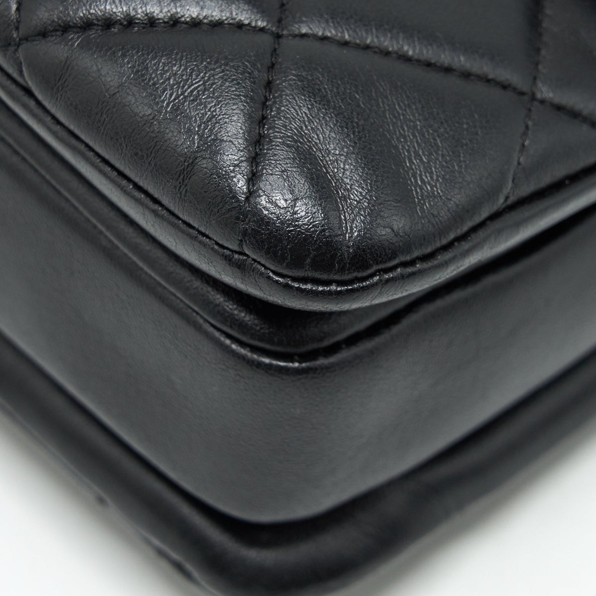 CHANEL SMALL TRENDY CC FLAP BAG WITH TOP HANDLE LAMBSKIN BLACK LGHW