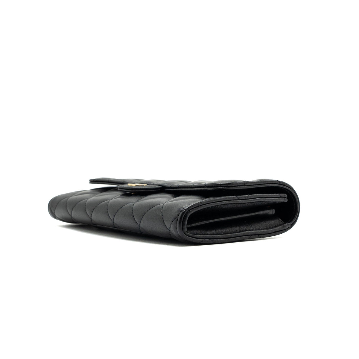 CHANEL CLASSIC LONG FLAP WALLET LAMBSKIN BLACK GHW (MICROCHIP)