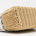 LORO PIANA EXTRA POCKET L19 EAST-WEST RAFFIA OSTRICH WHITE GHW