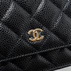 CHANEL CLASSIC WALLET ON CHAIN CAVIAR BLACK GHW (MICROCHIP)