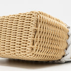 LORO PIANA EXTRA POCKET L19 EAST-WEST RAFFIA OSTRICH WHITE GHW