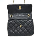 CHANEL SMALL TRENDY CC FLAP BAG WITH TOP HANDLE LAMBSKIN BLACK LGHW
