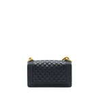 CHANEL MEDIUM BOY BAG CAVIAR BLACK BRUSHED GHW
