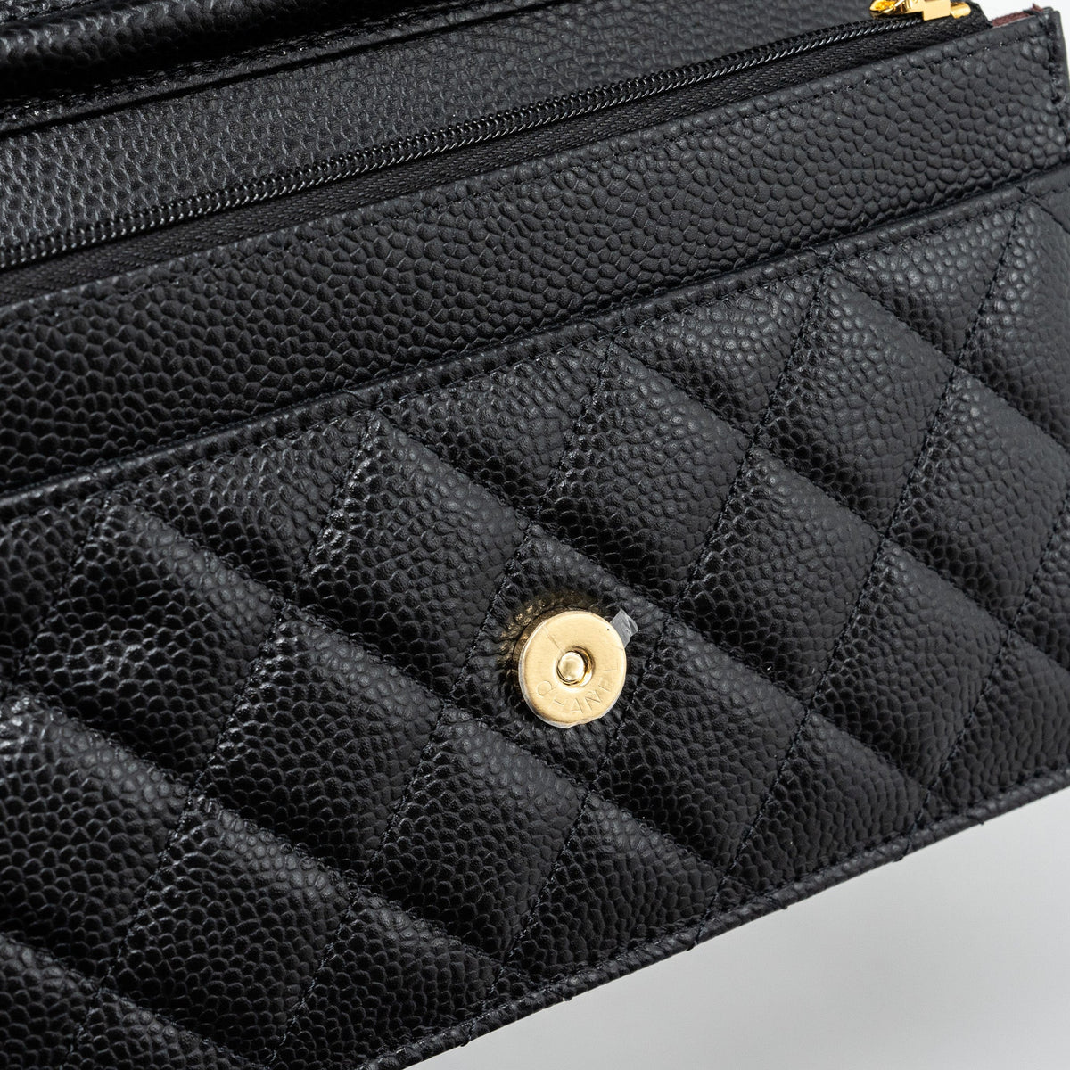 CHANEL CLASSIC WALLET ON CHAIN CAVIAR BLACK GHW (MICROCHIP)