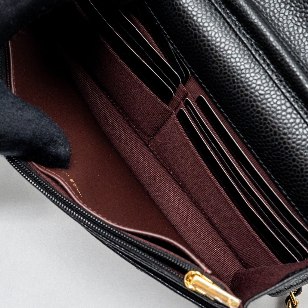 CHANEL CLASSIC WALLET ON CHAIN CAVIAR BLACK GHW (MICROCHIP)