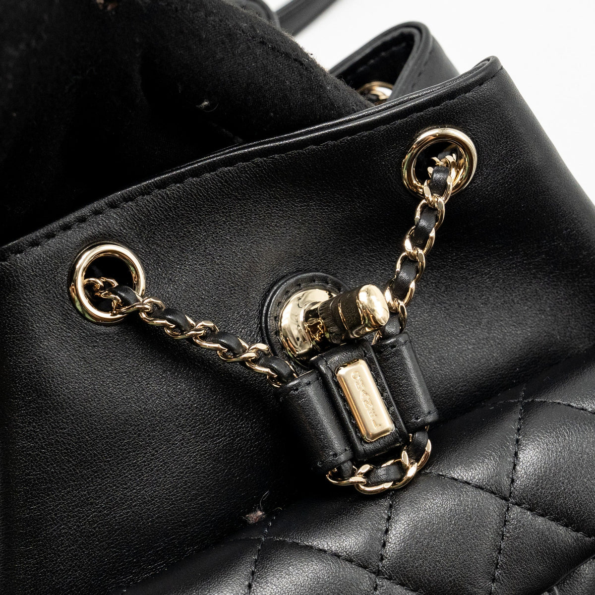CHANEL 24P MINI DUMA BACKPACK CALFSKIN BLACK LGHW (MICROCHIP)