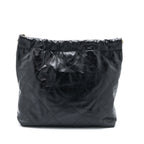 CHANEL MEDIUM 22 BAG SHINY CALFSKIN BLACK BRUSHED GHW (MICROCHIP)